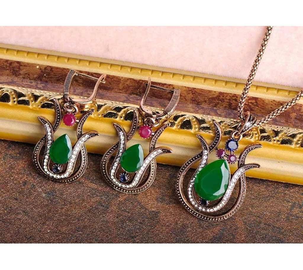 Flower Pendant Necklace Earrings