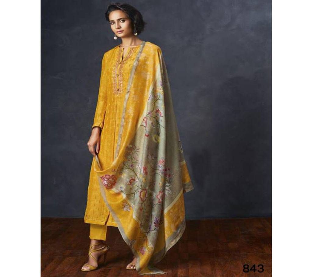SARG Laika Unstitched Printed Silk Three Piece