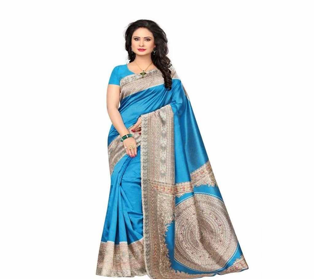 Mayshury Silk Sharee 23 Sky Blue Silver Paar