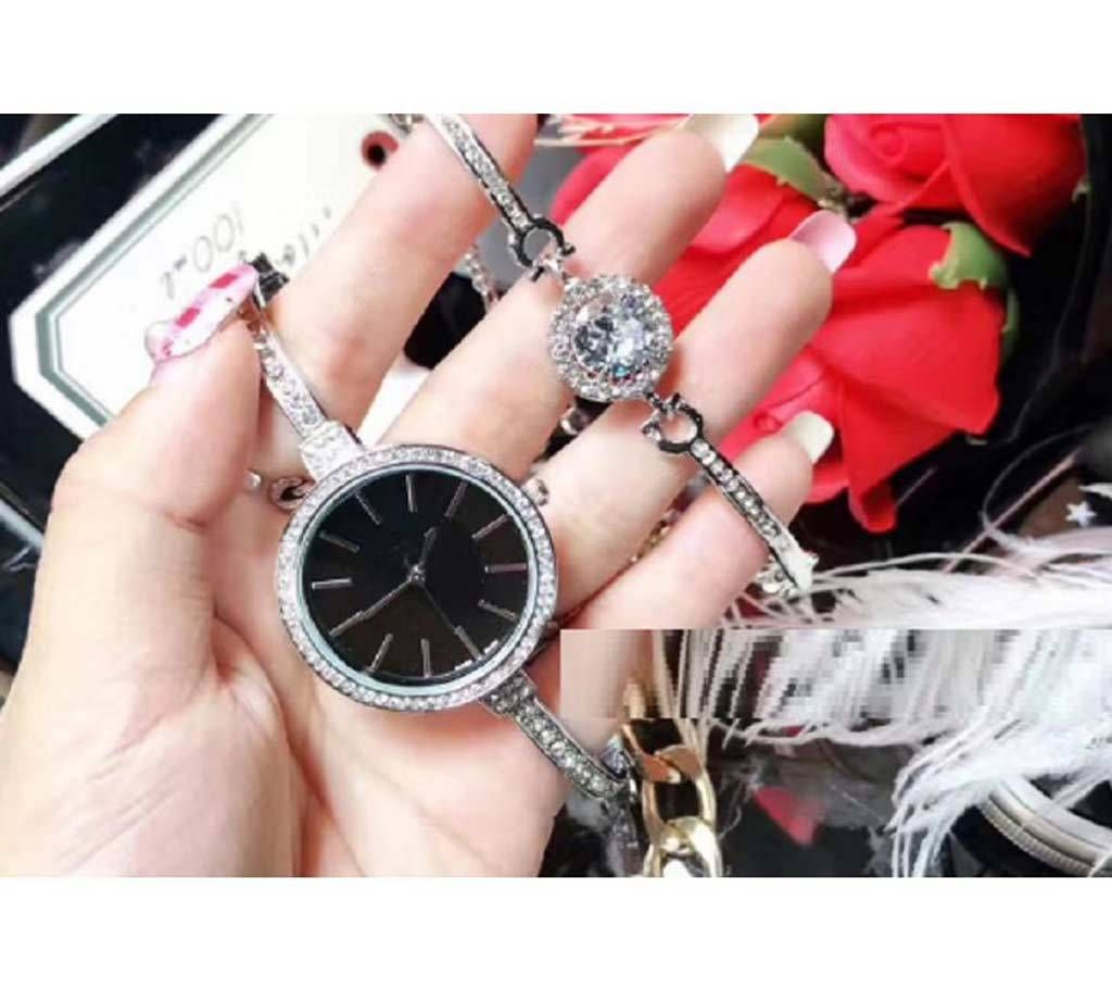 CK Black & Silver Watch with Bracelet (Master Copy)