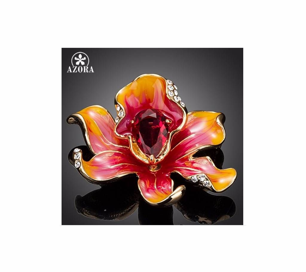 Showy Flower Cubic Zirconia Brooch