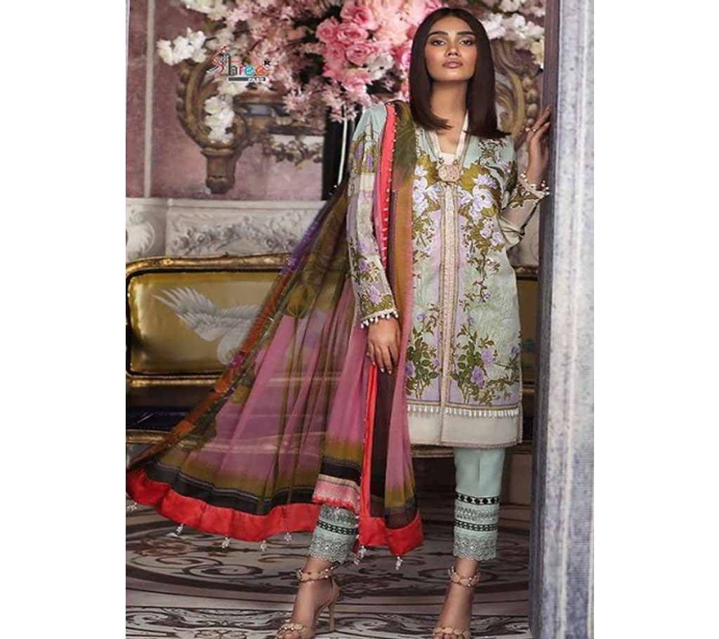 Shree Fab Sana Safinaz Muzlin Collection Vol 3 - 6525 - Light Cream Ash with Forest Green Shade - VNK