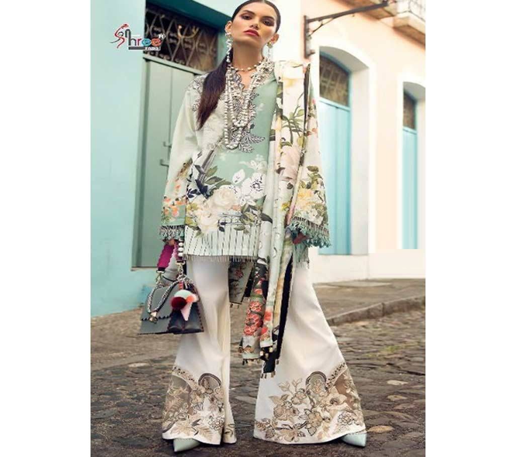 Shree Fabs Saadia Asad Festival Collection Vol 2 - 7018 - Off White with Pest - TAJ