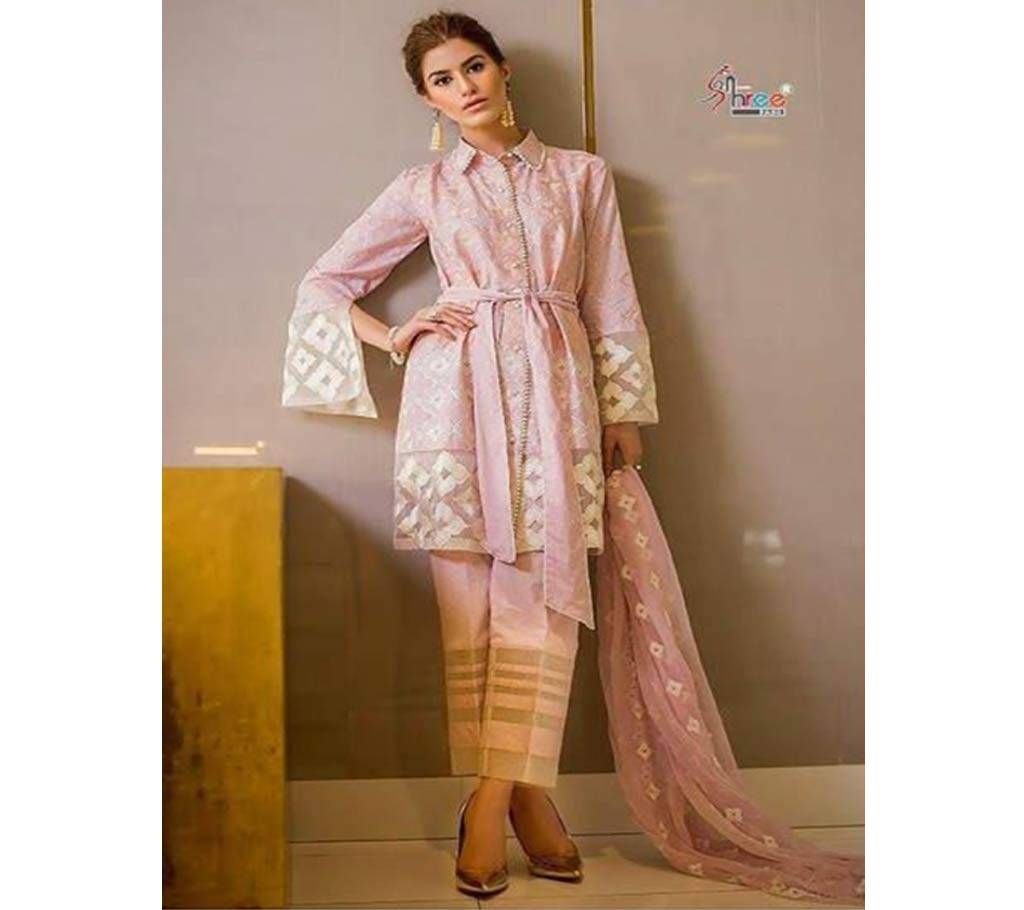 Unstitched Embroidery Pakistani Lawn Three-Piece