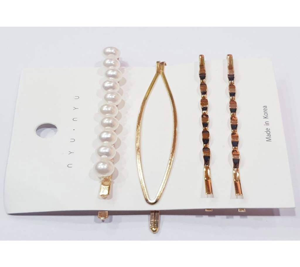 Fashion Korean Style Metal Pearl Hairpin Set Minimalist Ladies Hair Side Clip
