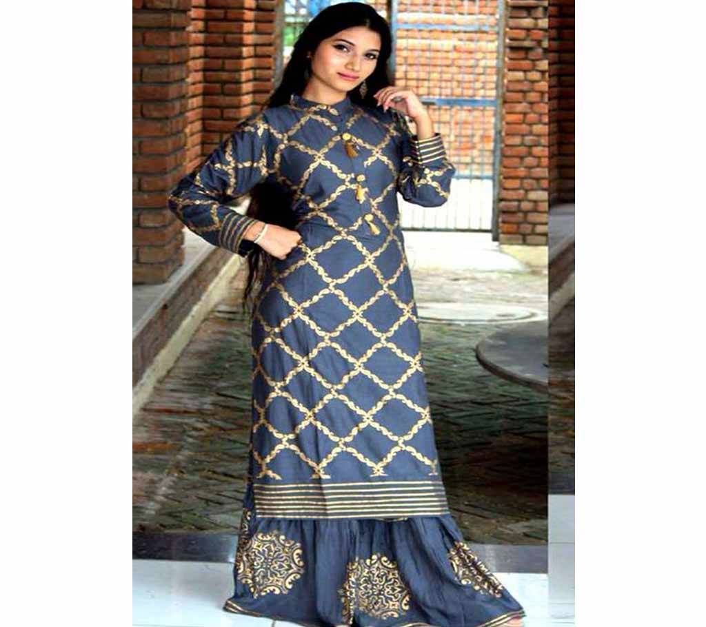 UNSTCHITDE BLOCK PRINTED COTTON THREE-PIC