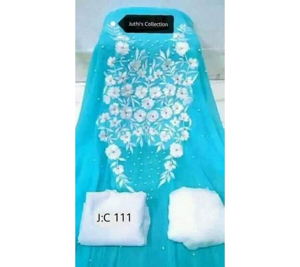 Weight less georget embroidery three piece