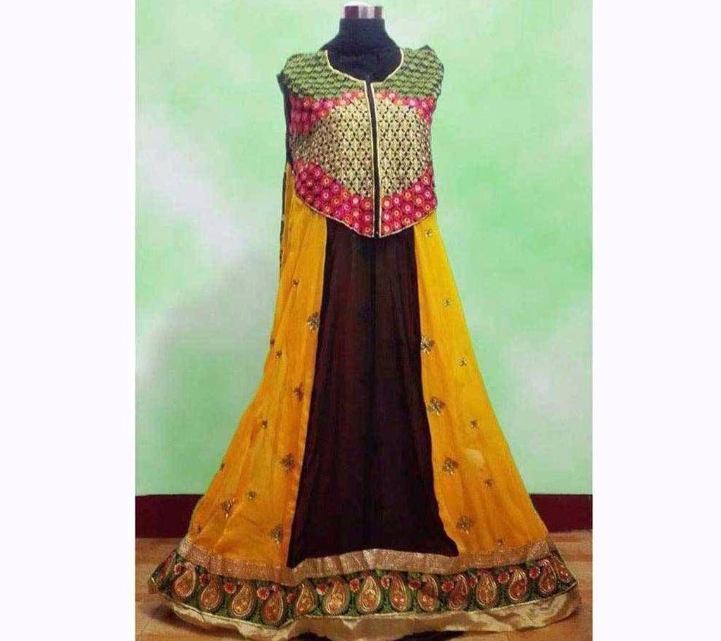Unstitched Georgette Embroidered Party Gown