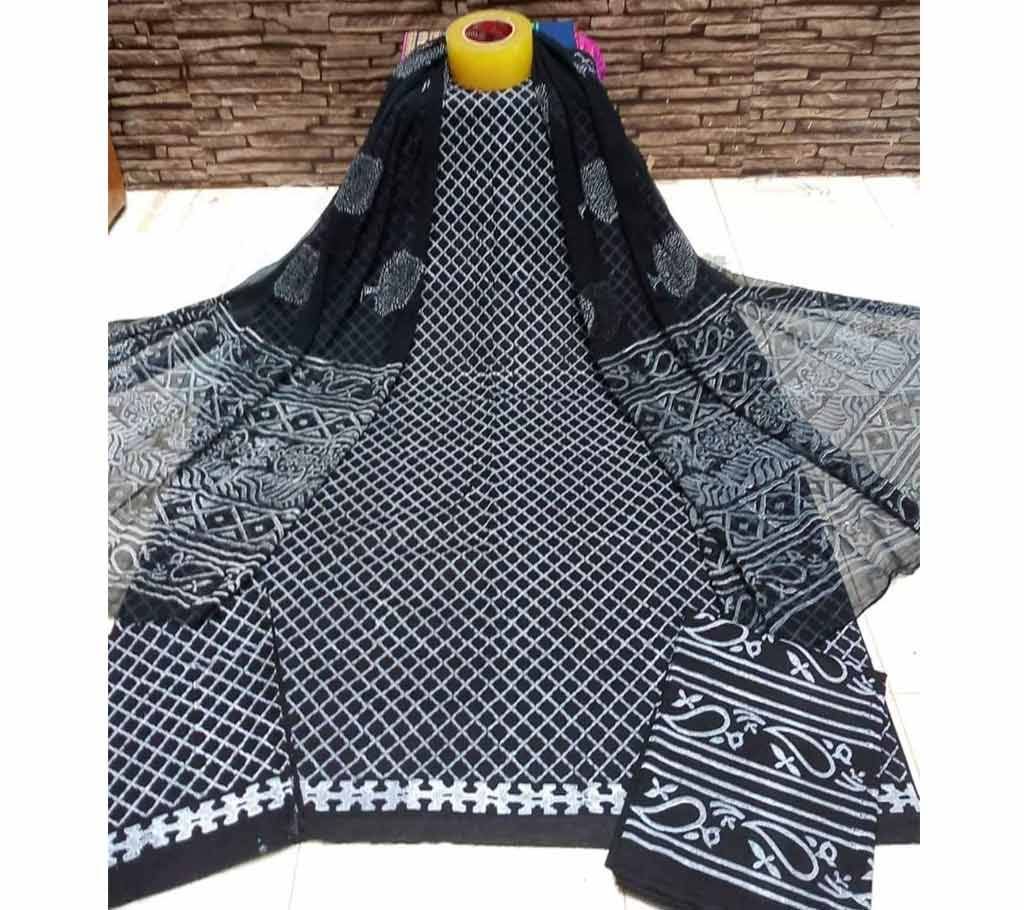 Deshi Cotton Unstitched Screen Printed 3Pcs - C101 - MHG