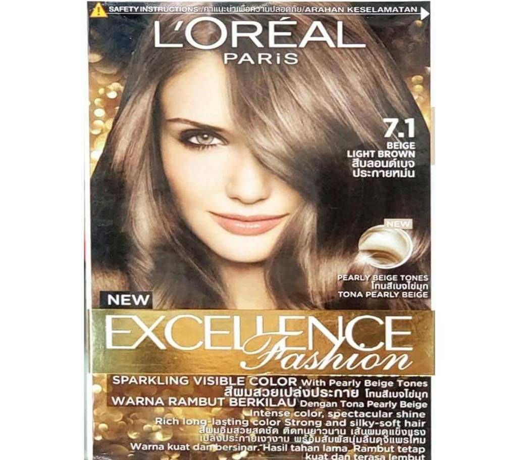 Loreal Paris Hair Color 7.1 Beige Light Brown-322g-France