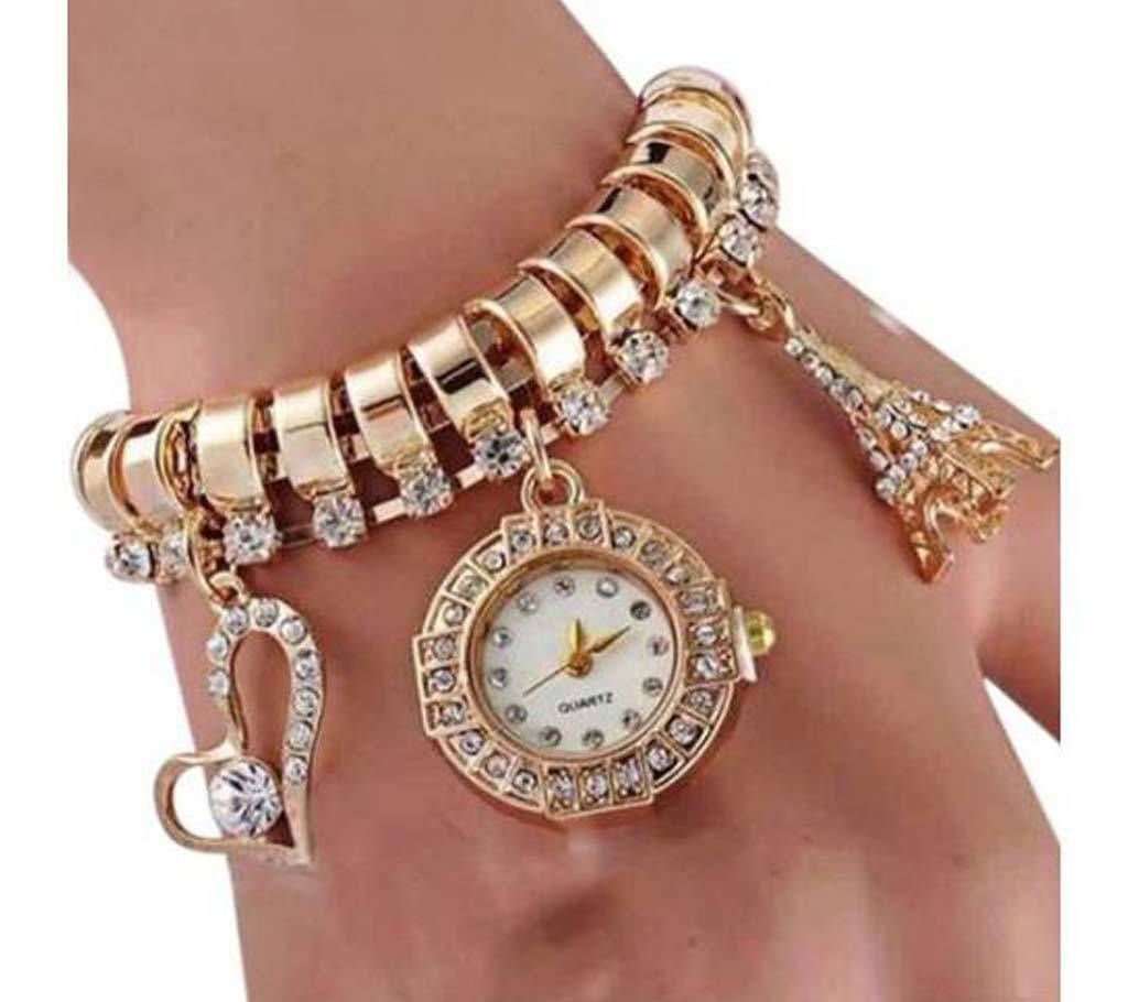 Golden Bracelet Wrist Watch For Women