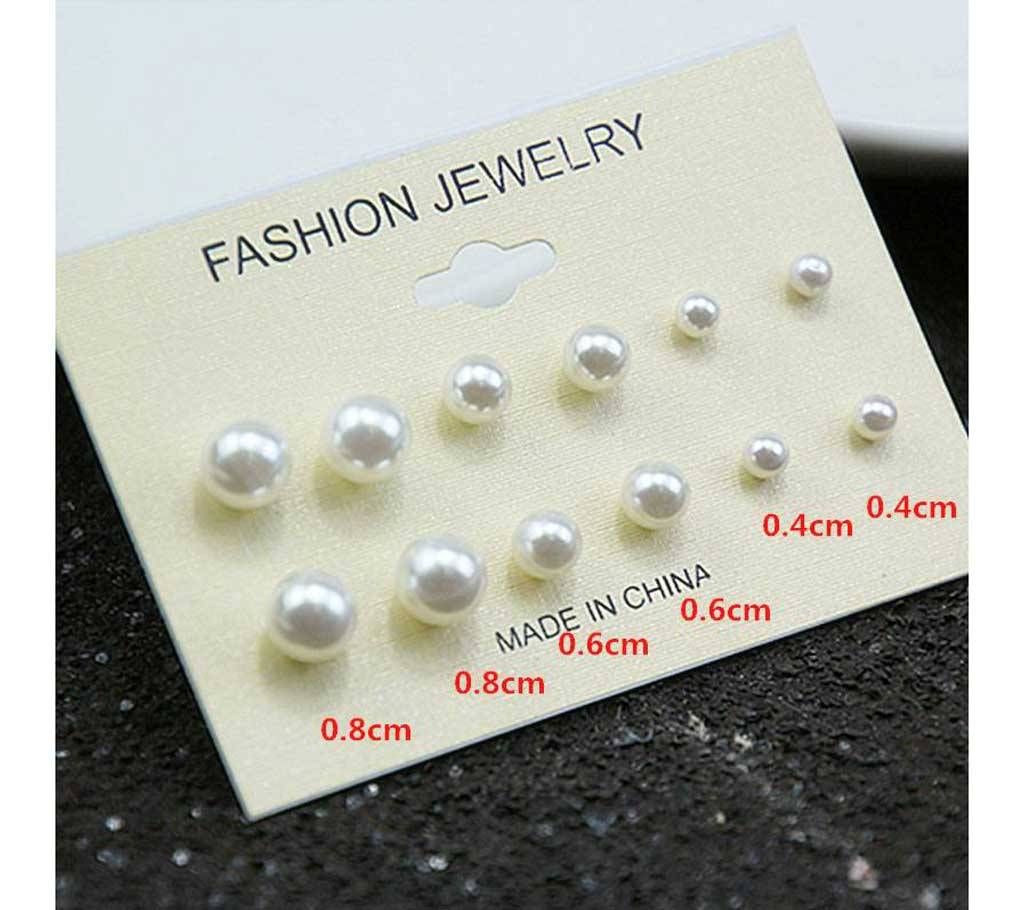 Perl Stud Earrings 6 Set