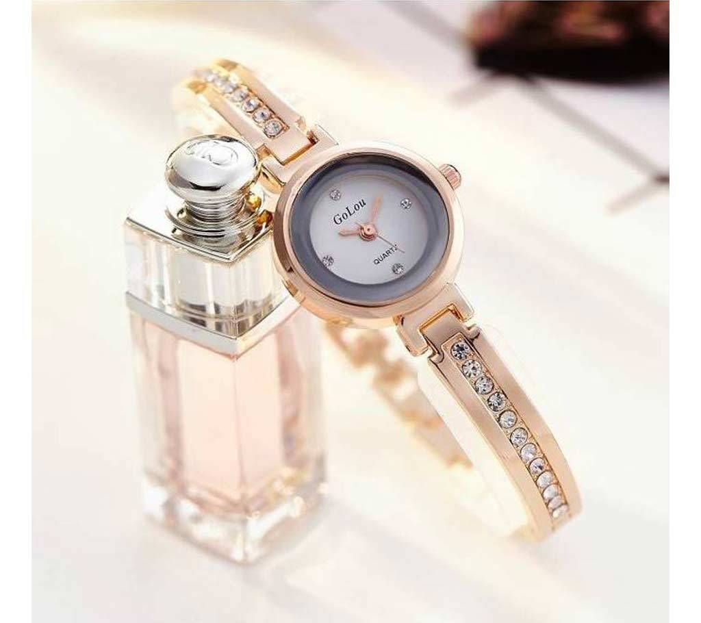 Wrist Watch For Women- Golden & Black