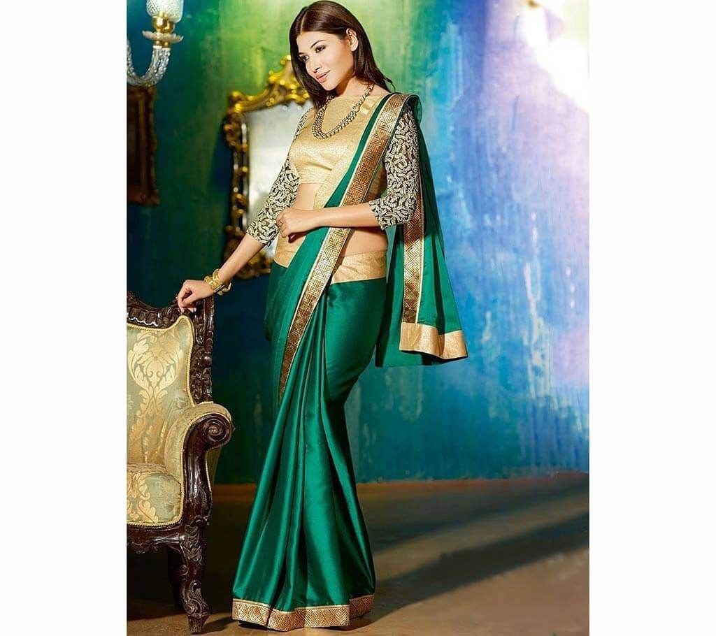 Indian Satin saree with golden border