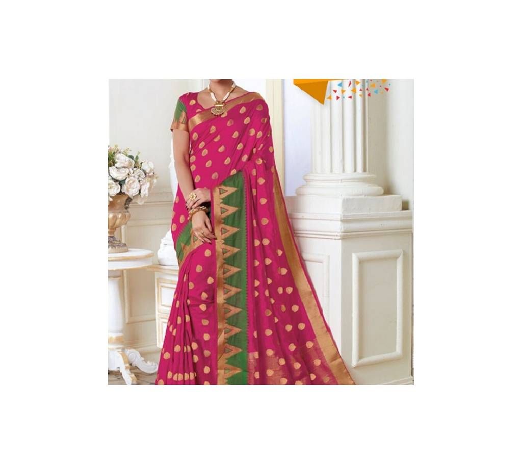 Hot Pink Silk Indian Saree