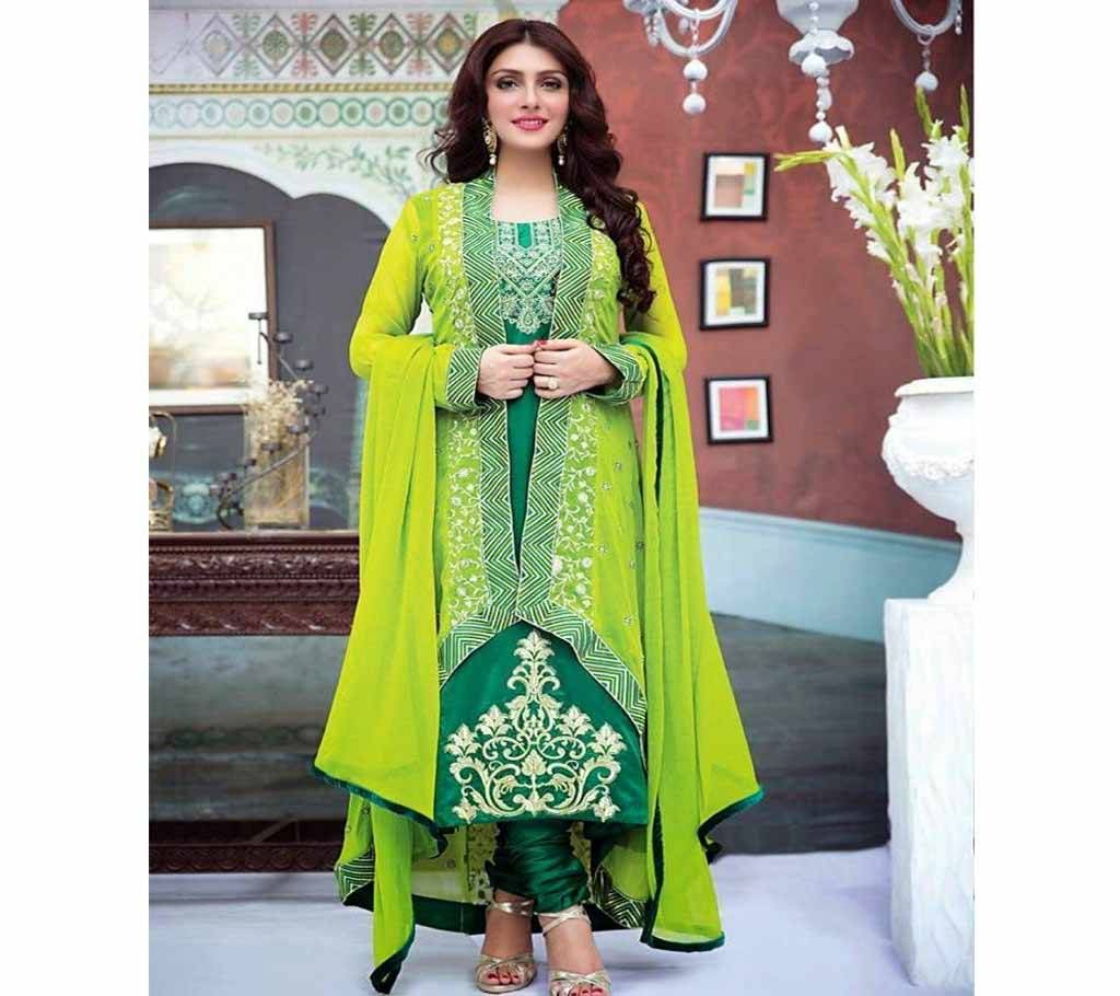 Unstitched Green & Lemon Georgette Salwar Kameez For Women