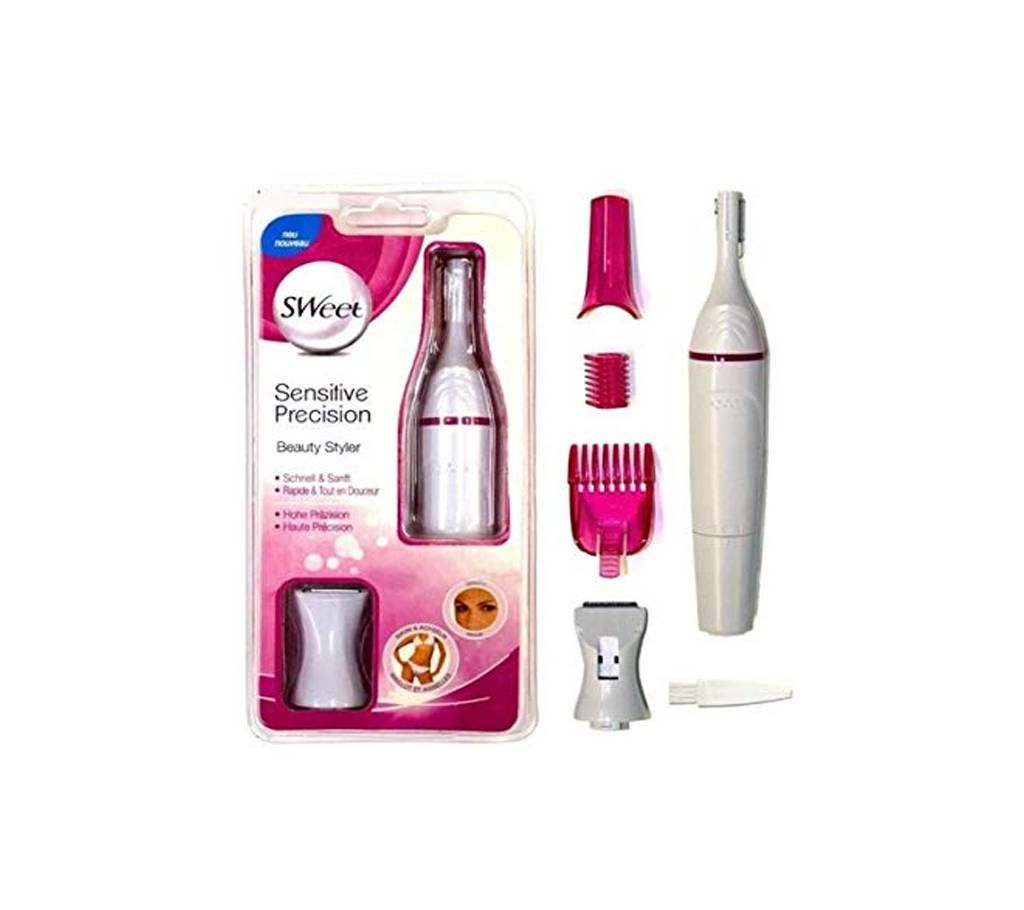 Veet Sensitive Precision Electric Hair Trimmer & Shaper for Eyebrows, Facial Hair, Bikini Line, and Underarm, Bag & Battery Included, Waterproof -All in 1 Hair Removal for Women