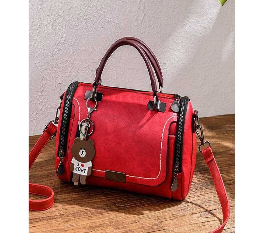 Korean Women's Fashion Cute Teddy Bear Pendant Solid Color Retro Bag