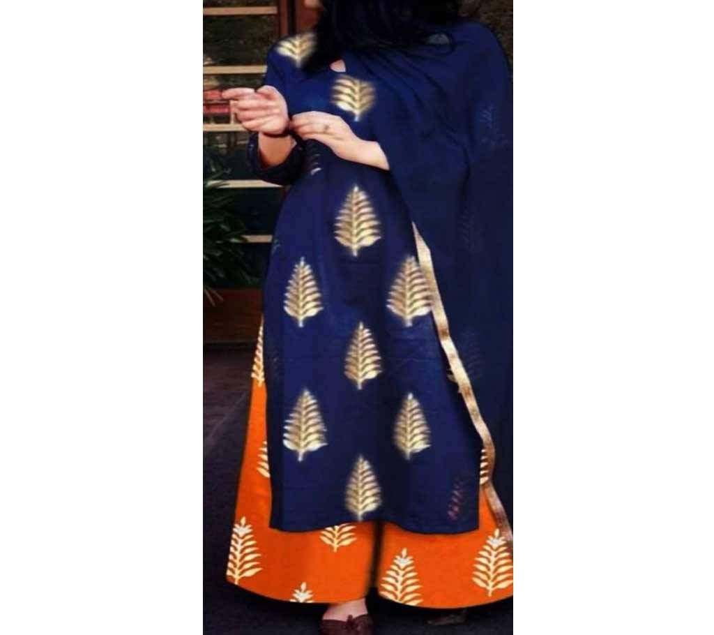 Unstitched block printed Rajdhani voyel cotton Salwar Kameez St block-490