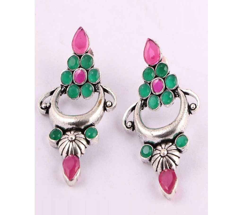 Red and Green ad stone setting Tops Earring