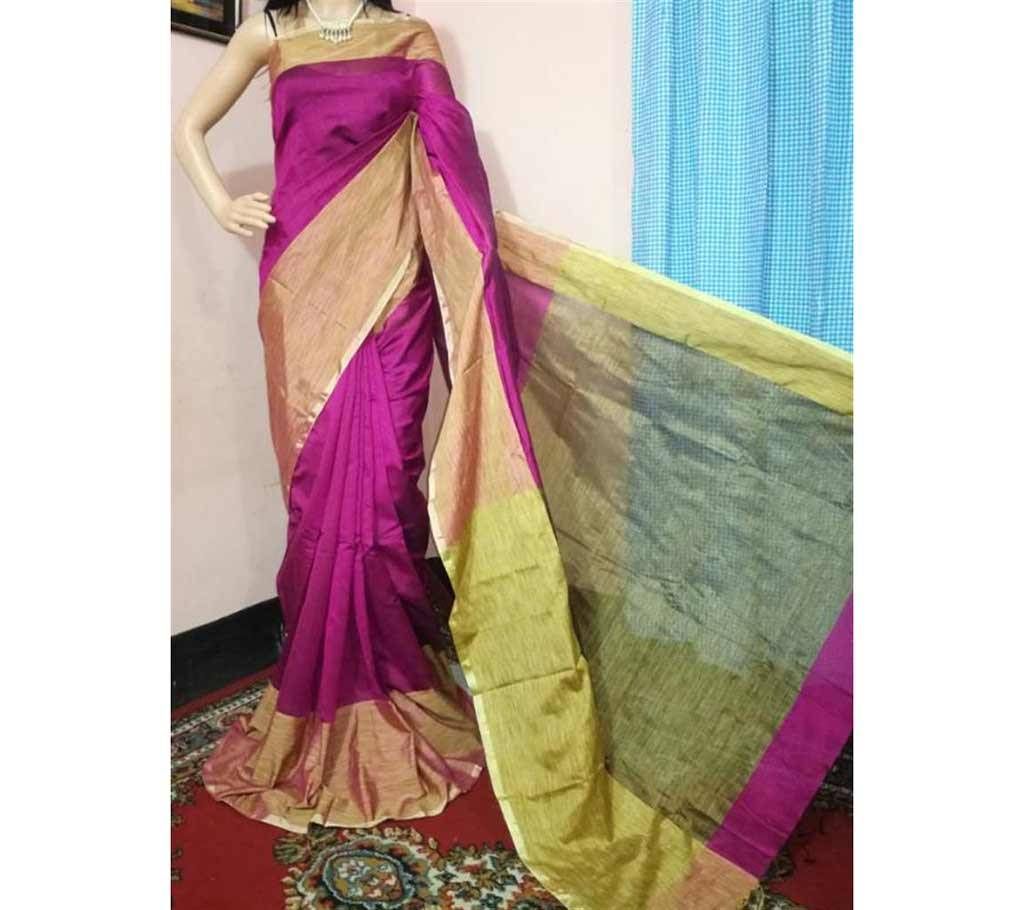 Magents soft half silk sharee