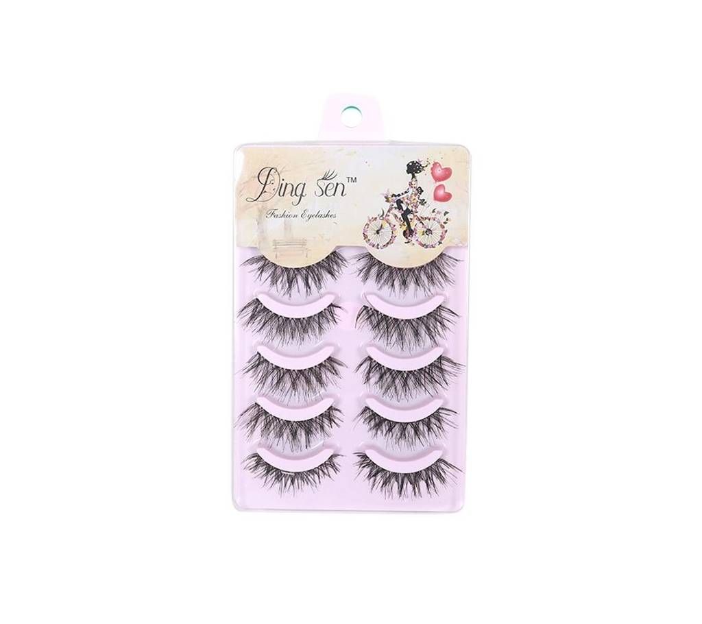 Ding Sen 5 Pairs Long Cross False Eyelashes - Black