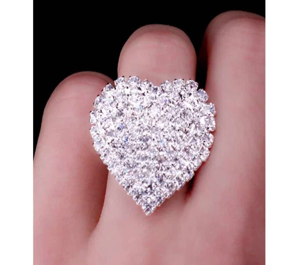 White Gold Big Heart Wedding Ring