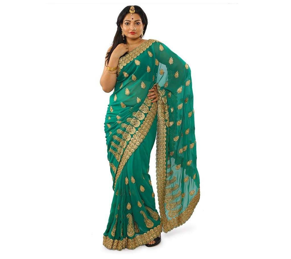 Green Indian Georgette Saree.