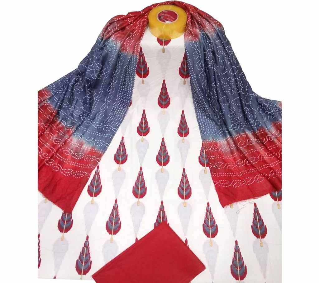 Unstitched skin printed cotton salwar kameez fs-1026