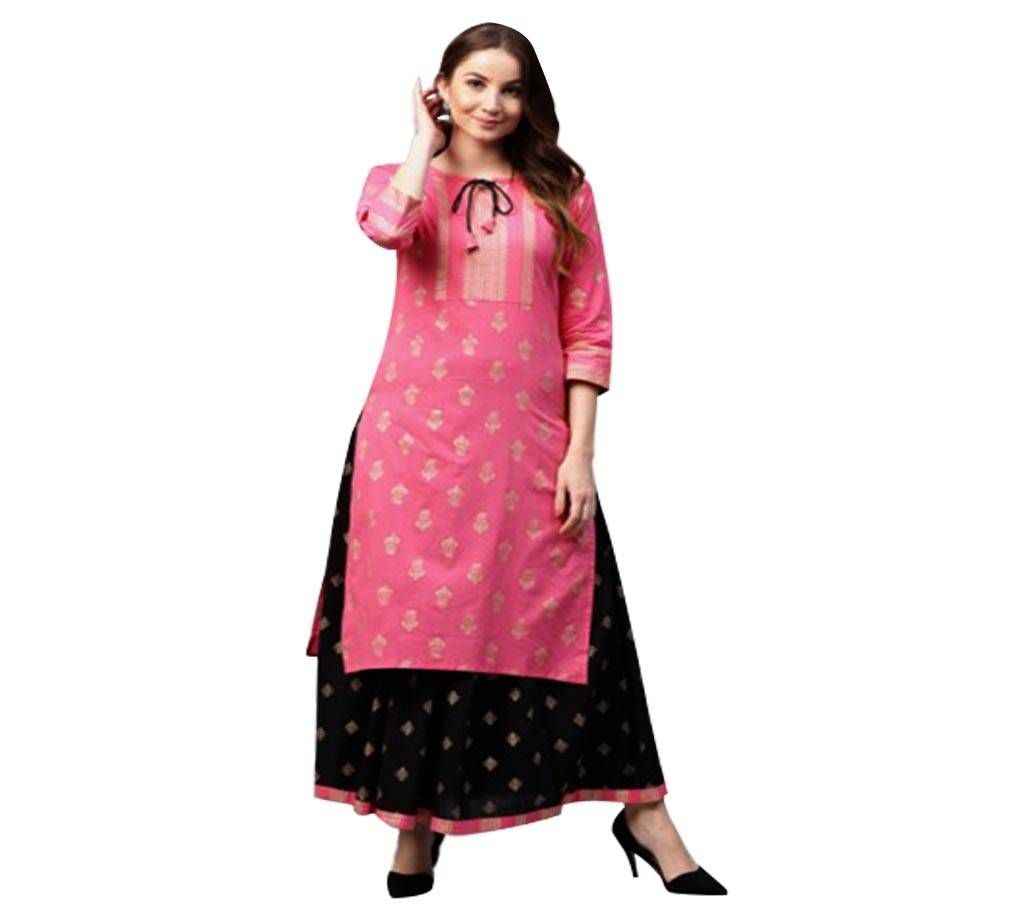 Unstitched Cotton With Block Print Two Piece 