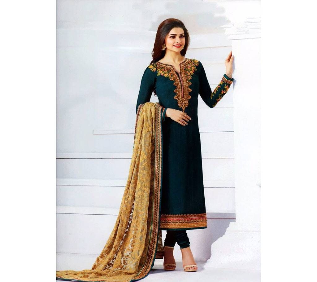 Unstitched Replica Embroidered satin Three-piece