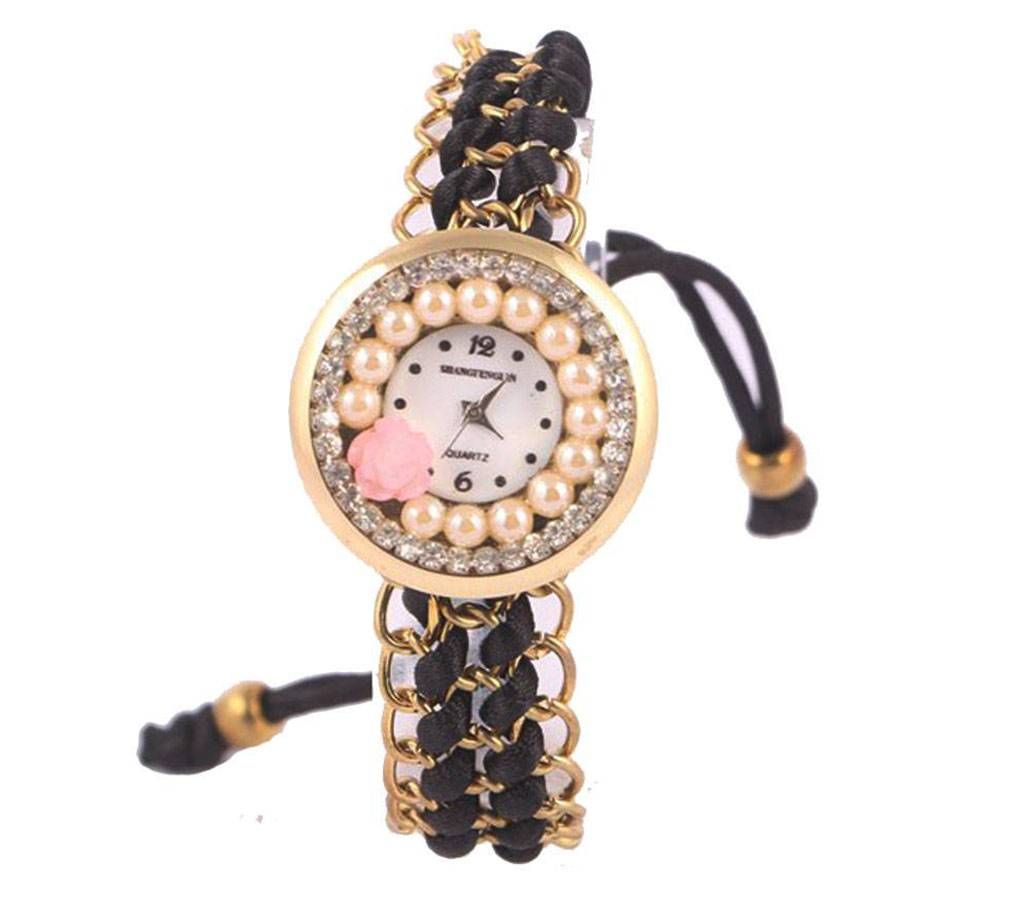 Ladies Bracelet type wrist Watch-Black