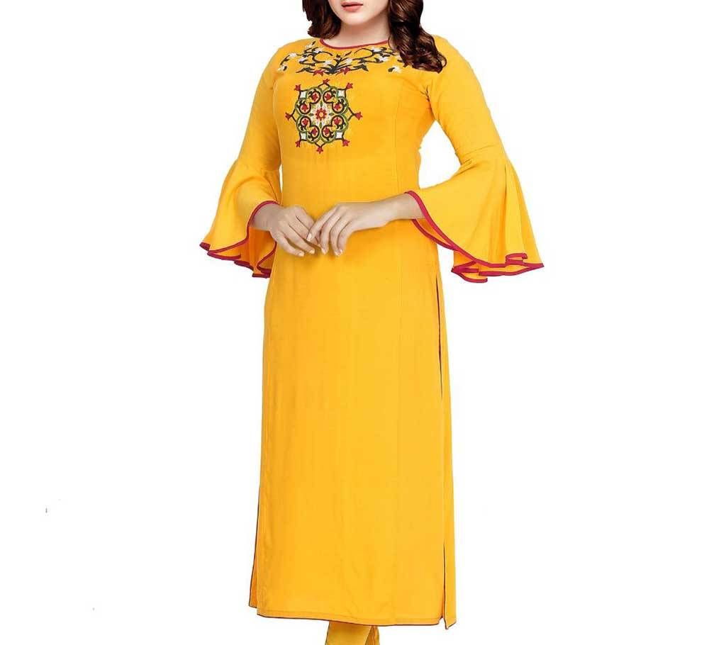 Lilen Stitched Ready to Wear Kurti - D_112 - Golden Yellow - DSZ