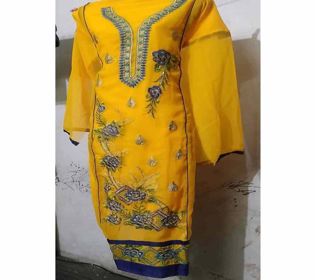 Unisthed Gorgette Embrodury 3pc Salwar Kamiz for women