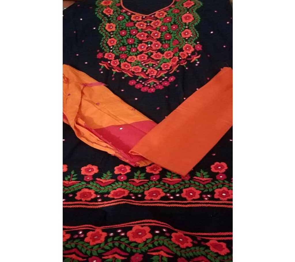 Unsitched Cotton Handwork Three Piece  