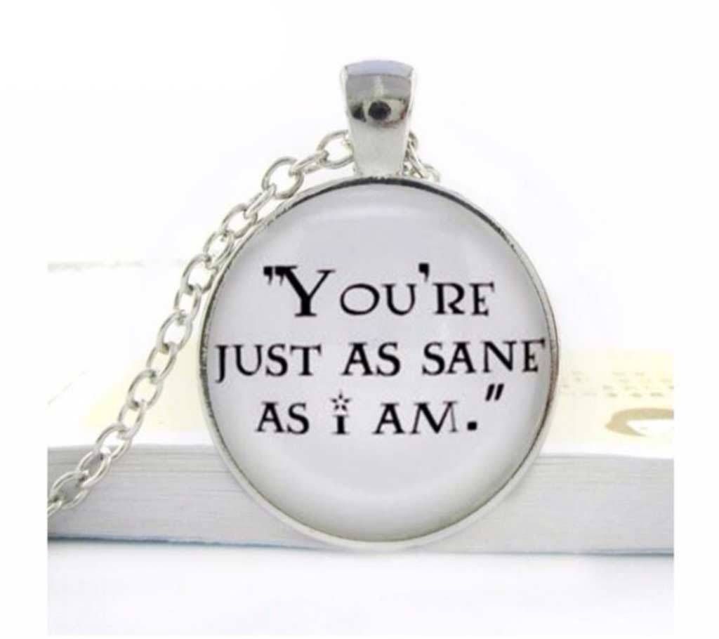Unisex Quote Pendant Glass Cabochon Snake Chain Necklaces