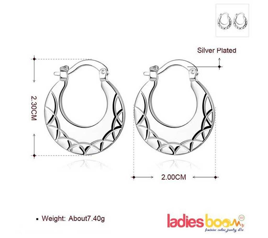 Silver Smooth Round Hoop Earring