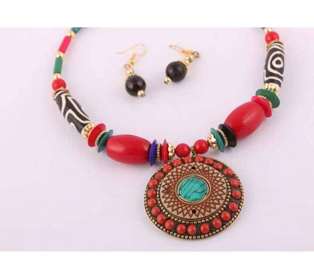 Clay necklace with ear ring 