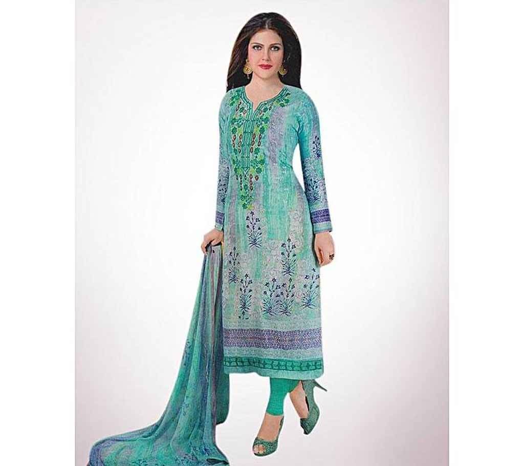 Unstitched Sky Blue Satin Salwar Kameez For Women (Copy)