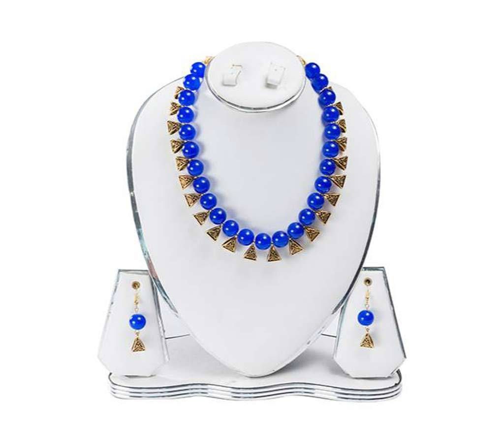 Blue Color Artificial Pearl Jewelry Set