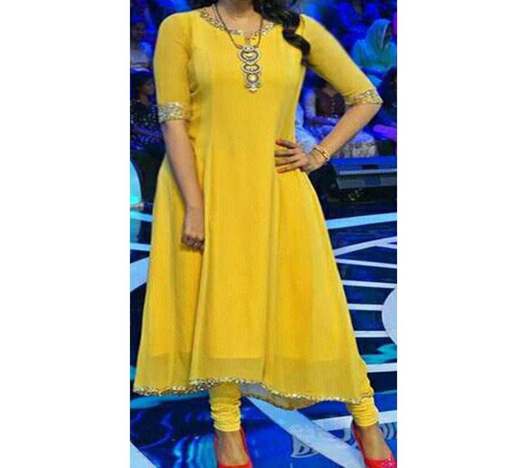 Full stitched Yelow long kurti style dress