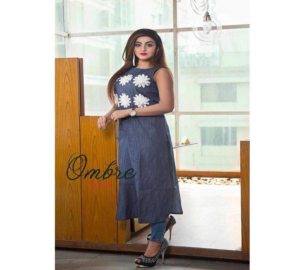 Stitched Denim Long Kurti 