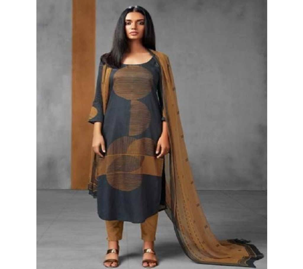 GANGA: BETWEEN THE LINES Unstitched satin Three-piece 