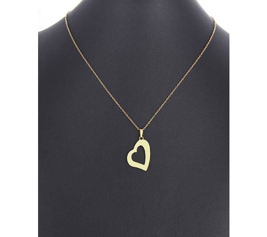 CACANA Stainless Steel Necklace For Women Man Lover's Askew Heart Gold  Color Pendant Necklace