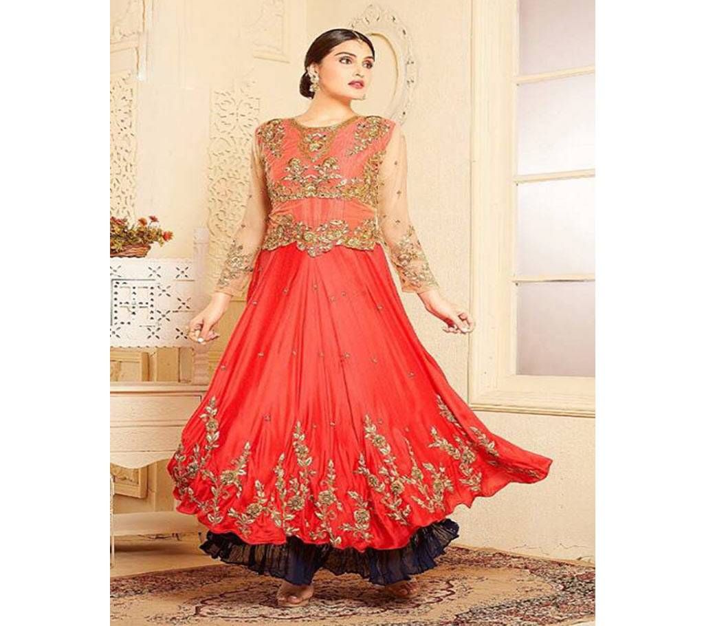 red unstitched karwa georgette with embroidery work salwar suit copy 