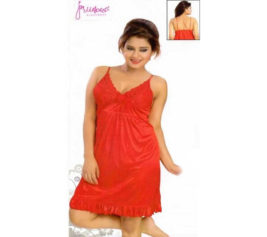 Three Part Ladies Night Dress-4478 RED