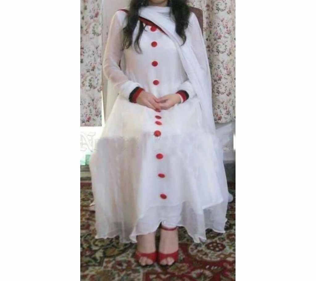 Unstitched Georgette Embroidery Grown dress For Women