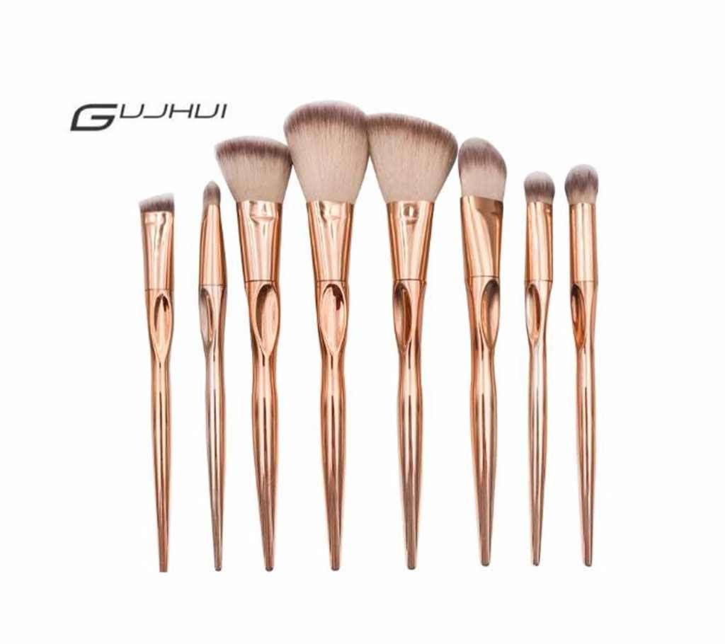 GUJHUI Pro 8pcs Metal Makeup Brush Set For Eyebrow Eyeliner Blush Blending Contour Foundation Cosmetic Beauty Make Up