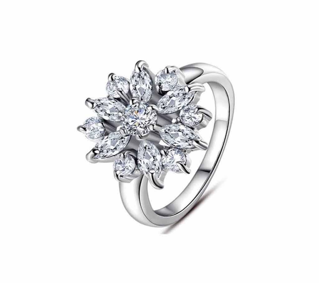  White Silver Flower Rings For Women
