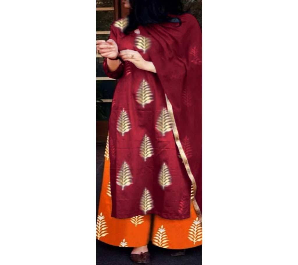 Un-stitched block printed cotton salwar kameez seblock-491